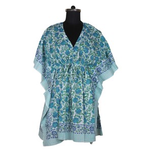 KFCS150 Robe longue sans manches en coton imprimé bloc pour femmes 100% Organic Designer Summer Wear ODM Supply - Product Image 3