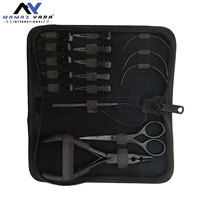 Kit d'outils d'extension de cheveux en gros noir mat Kit de pinces en acier inoxydable Salon bricolage Extensions de cheveux Durable élégant