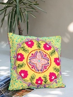 Funda De Almohada decorativa para el cuello 2023, bordado verde para sala de estar, funda de cojín de algodón Natural 100%, Textiles para el hogar de 18 "* 18"