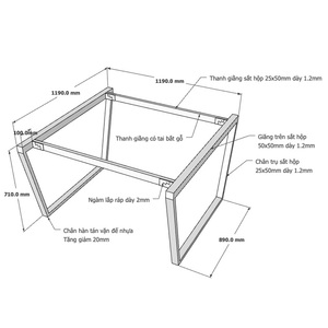 Base de Mesa Minimalista Trapez de 2 Piezas 120x120-HCTC020 - Product Image 5