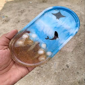 ถาดเรซินแบบพรีเมี่ยมลวดลายหรูหราหลากสีเหมาะสำหรับการเสิร์ฟขนมผลไม้หรือเสริมสไตล์การตกแต่งบ้าน - Product Image 3