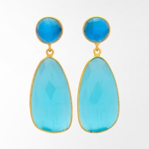 Boucles d'oreilles design à breloques Lady Solid 18k plaqué or coloré monalisa Boucles d'oreilles pour femmes Cadeau de fête - Product Image 3