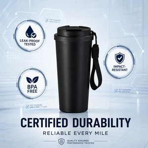 Borraccia Termica Sottovuoto da 20oz per il Pendolarismo - Tazza da Auto con Cannuccia per Bere con una Mano - Tazza da Viaggio Professionale con Cordino Rinforzato - Product Image 1