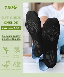 Pares Calcetines de Pilates para mujer Calcetines de agarre antideslizantes para Yoga Barre Hospital Descalzo 90% algodón 10% calcetines de Spandex - Product Image 6