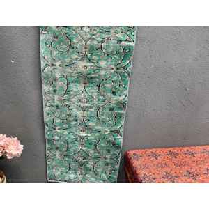 Vintage <b>Runner</b> Rug, 2x5.7 ft Turkish Rug, <b>Green</b> Striped Wool Rug - Product Image 2