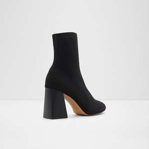 Botas de cuero negro de diseñador para mujer, botines de tobillo alto con tacón grueso y punta estrecha, botas elásticas a la moda para mujer - Product Image 3