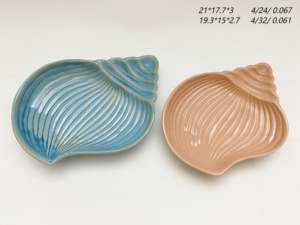 Vente en gros directe d'usine, plat décoratif en coquillage bleu nordique, plat de service, plat à gâteau, plat à dessert, plat à thé de l'après-midi - Product Image 2