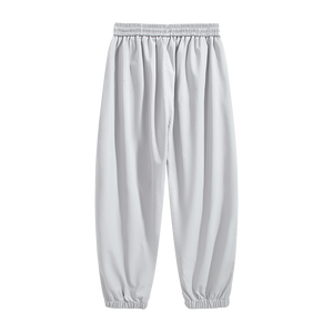 Pantalon de survêtement décontracté en molleton uni pour homme et femme, avec ourlet retroussé, cordon de serrage et taille élastique plate - Product Image 2