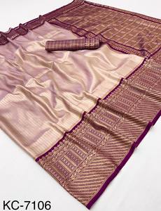 Premium Quality Floral Pattern Silk Tissue Saree Ethnic <b>Bandanas</b> for <b>Women</b> - Product Image 6