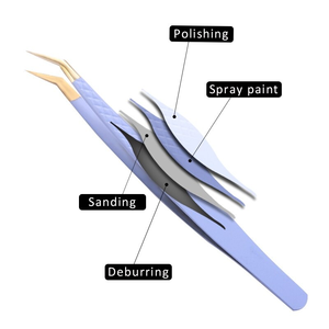 Pince à cils de performance durable de la plus haute qualité Outil de cueillette de pince de greffage de cils en acier inoxydable incurvé avec pointe en fibre - Product Image 2