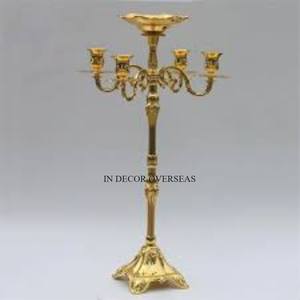 Candelabros DE MESA DE BODA chapados en oro de alto grado pulido brillante de plata de aspecto elegante del fabricante indio - Product Image 5