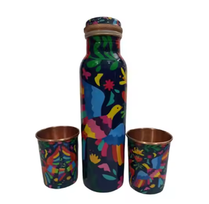 Metal Hammered Shiny Water <b>Bottle</b> <b>With</b> <b>Glass</b> for Ayurveda Health Benefits Drinking Water Copper Water <b>Bottle</b> and <b>Glass</b> Set - Product Image 6