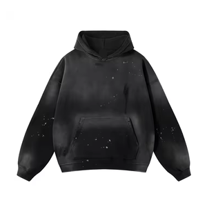 100% Cotton Winter <b>Drop</b> Shoulders <b>Acid</b> Washed Distressed Pullover Hoodies Thermal Heavyweight Oversize Fleece/French Terry - Product Image 1