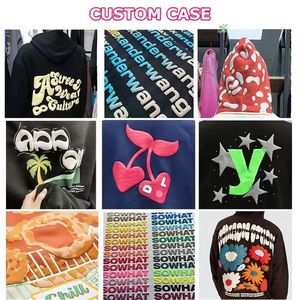 Otoño de manga larga Casual cuello redondo pulóver francés Terry hombres sudaderas con capucha carta personalizada bordado hombres sudadera DDP envío - Product Image 5