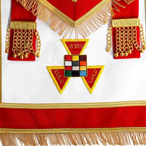 Mandil Masónico de Piel de Cordero y Satén, Mandil Masónico Combinado, Estilo de Grado Masónico, Mandil de Aprendiz Entrado - Product Image 5