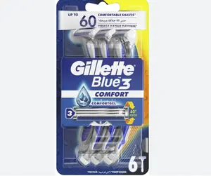 Iyi fiyat Gillette mavi 3 konfor tek kullanımlık jilet 6 + 2 Blister paketi