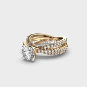 0.30 CT แหวนเพชรสำหรับปลูกในห้องปฏิบัติการทรงกลม14K แหวนหมั้นเพชรสีเหลืองทอง CVD เครื่องประดับที่เป็นมิตรต่อสิ่งแวดล้อม - Product Image 2