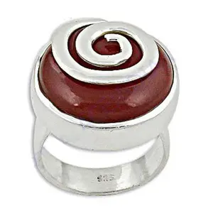 Anillo de Plata 925 con Circonita Roja para Mujer, Joyería de Diseño con Baño de Rodio, Corte Fino, Anillo para Hombre - Product Image 1