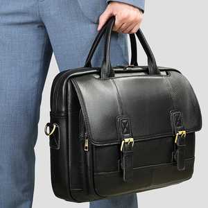 Luxury Vintage Genuine Cow <b>Leather</b> <b>Briefcase</b> Quality Wholesale Large Business Laptop Bag for Men Zipper - Product Image 2