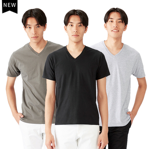 Impresión personalizada liso en blanco con cuello en V camisetas de algodón 100% algodón unisex hip hop causal en blanco camiseta para hombre para hombres DDP envío - Product Image 2