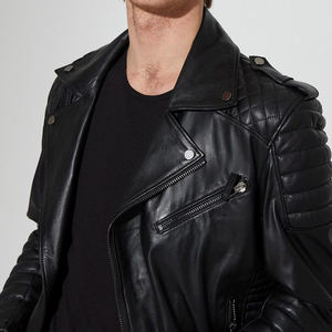 Vintage Style Cowhide Leather Jacket for <b>Men</b> Distressed Finish Waterproof Biker Jacket with Front Logo Bulk Production Factory - Product Image 2