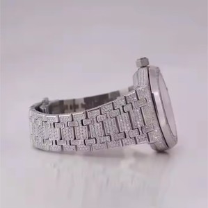 Luxira Jewels Unisex Hip-Hop Luxury Quartz <b>Watch</b> Stainless Steel Band Alloy <b>Case</b> VVS1 Moissanite Dial 10 Bar Fashion Business - Product Image 3