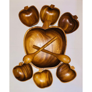 Ensemble de table unique et élégant pour la maison avec cuillères et 4 bols à nouilles, fantastique ensemble de table en bois de forme ronde - Product Image 5