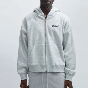 Sweat à capuche pour homme avec fermeture zippée et poches avant en polaire douce fermeture éclair prix de gros sweat à capuche réglable de couleur unie Logo personnalisé 2026 - Product Image 1