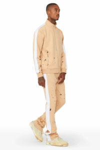 Ensemble de jogging à capuche en coton surdimensionné pour hommes pantalon de survêtement évasé rayures blanches survêtement d'hiver vintage grande taille thermique respirant - Product Image 4