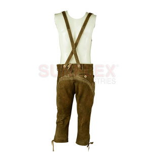Lederhosen กระโปรงยาวถึงเข่าแบบบาวาเรียหนังกลับแบบสั่งทำหนังแพะยาวปานกลางแห้งเร็วสีทึบกันลมแบบพรีเมียม - Product Image 3