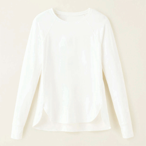 Alta calidad verano High Street último estilo camisetas Color sólido algodón hecho cuello redondo Casual mujeres camisetas de manga larga - Product Image 1