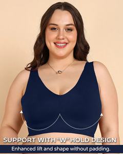 Tweens Invisi-Fit Plus-Size Non-Padded Bra (TW-SB-915) Everyday Solid Style in Navy <b>Blue</b> Cotton Fabric Wire-Free Supportive - Product Image 3