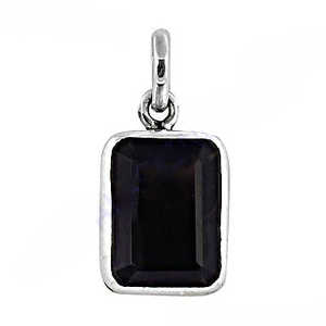 Pendentif en argent 925 plaqué or rose et onyx noir pour femme - Coupe émeraude, plaqué rhodium, style religieux, pierre principale en platine - Product Image 3