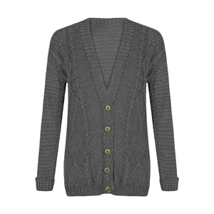 <b>Women's</b> Winter 2025 New Loose Casual V-neck <b>Long</b> Sleeve Simple Cotton Breathable Front Logo Sweater - Product Image 1