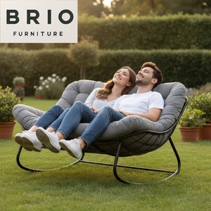 Chaise à <span class=keywords><strong>bascule</strong></span> double large pour 2 personnes, vente chaude d'usine, chaise à <span class=keywords><strong>bascule</strong></span> de patio avec coussin épais, chaise longue confortable et robuste - Product Image 3
