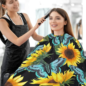 Capas de peluquero de poliéster de nailon de alta calidad, Color negro, peluquería profesional, capa de corte de pelo para el hogar, capas de peluquero personalizadas - Product Image 2