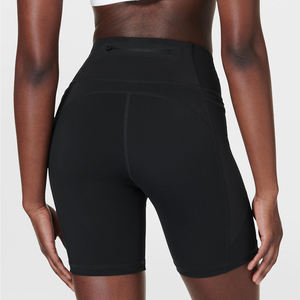 High Quality Custom Solid High Waist Yoga Shorts for Women with Four-Way Stretch Spandex/Nylon <b>Fabric</b> Best Selling Active Wear - Product Image 6