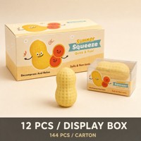 Jouet anti-stress en forme d'arachide, jouet à presser en TPR, jouet sensoriel avec son craquant, jouet de décompression pour enfants et adultes