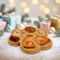 Plateau de service décoratif en bambou pour collations et fruits, petit plateau en forme de patte de chien, assiettes en bois pour enfants