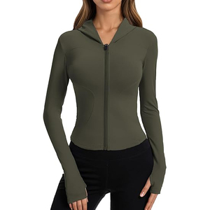 Soft Stretch Wear Full Zip <b>Jacket</b> Women Lightweight <b>Yoga</b> Training Top Comfortable Nylon Spandex Athletic Blend - Product Image 2