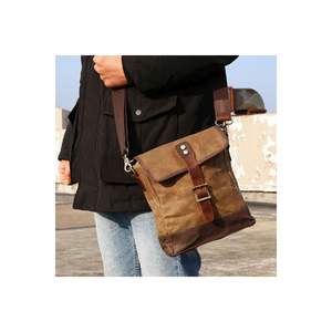 Rétro Toile Casual Petit Messenger Sac Ciré Imperméable (Kaki) - Product Image 2