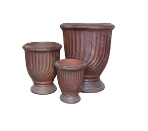 Classique rustique pépinière décor ensemble grand rond en céramique argile noir pierre Pot de fleur décor à la maison Vase fournitures de jardin - Product Image 4