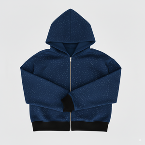 Nouveauté 2025 : Sweat-shirts et pulls à capuche pour femmes, coupe ample et oversize, fermeture éclair, entièrement ornés de strass, grandes tailles, grammage lourd, vierges - Product Image 5