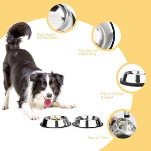 Cat & <b>Dog</b> <b>Bowls</b> Non-Slip Eco-Friendly Stainless Steel Waterproof Food <b>Bowls</b> Unbreakable Thickened Pet Feeder for Indoor Use - Product Image 2