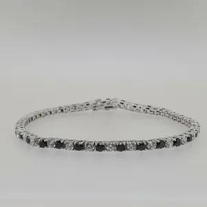 Bracelets et bracelets de tennis élégants pour femmes D couleur coupe ronde Moissanite plaqué or accessoires délicats pour femmes - Product Image 1