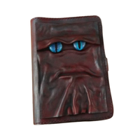 Carnet de notes fantaisie unique en cuir fait main avec visage de monstre, pour Halloween et Noël, personnalisable, style gothique, rechargeable