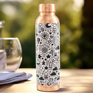 Botella de agua de cobre recubierta de esmalte e impresa para beneficios de salud ayurvédicos Diseño ecológico y duradero a prueba de fugas - Product Image 2
