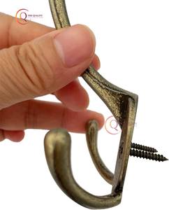 Vintage Brass Wall Mounted Hanging Holder Gold Color Home and Resorts Wall Decoration Double <b>Hooks</b> For Clothes Coat Hats <b>Hooks</b> - Product Image 6