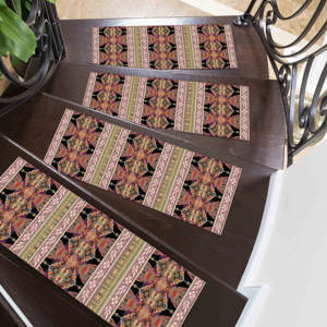 Printed Rug: Pink Rug, Green Rug, Boho Rug, Kilim Design Rug,Step Rug - Product Image 2