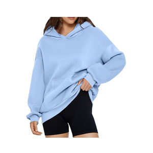 Sweats en molleton surdimensionnés pour femmes rouges à la mode pulls à manches longues pull tenues d'automne sweats à capuche disponibles au prix de gros - Product Image 2